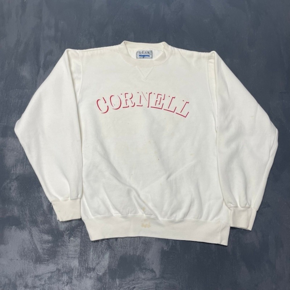 Vintage Cornell University Sweatshirt Men Large White 90s Gear For Sports